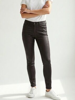 Mango Brown Skinny Cropped Mid‑Waist Jeans Size 1 | NWT | Stretch Denim‎ |